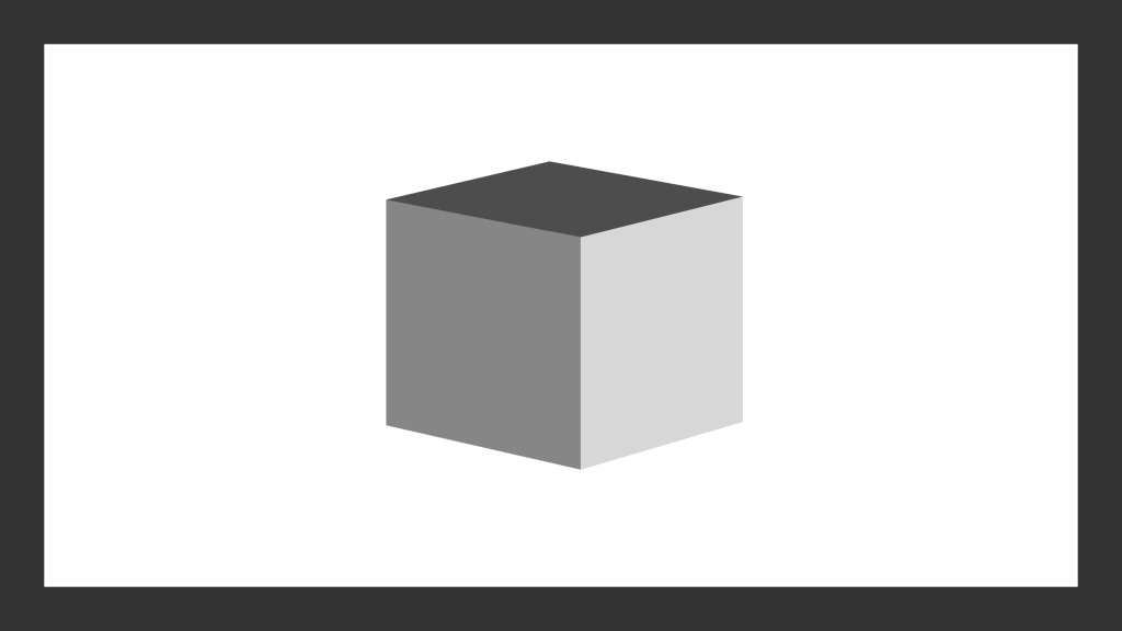 three dimensional cube showing implied form and mass element of design