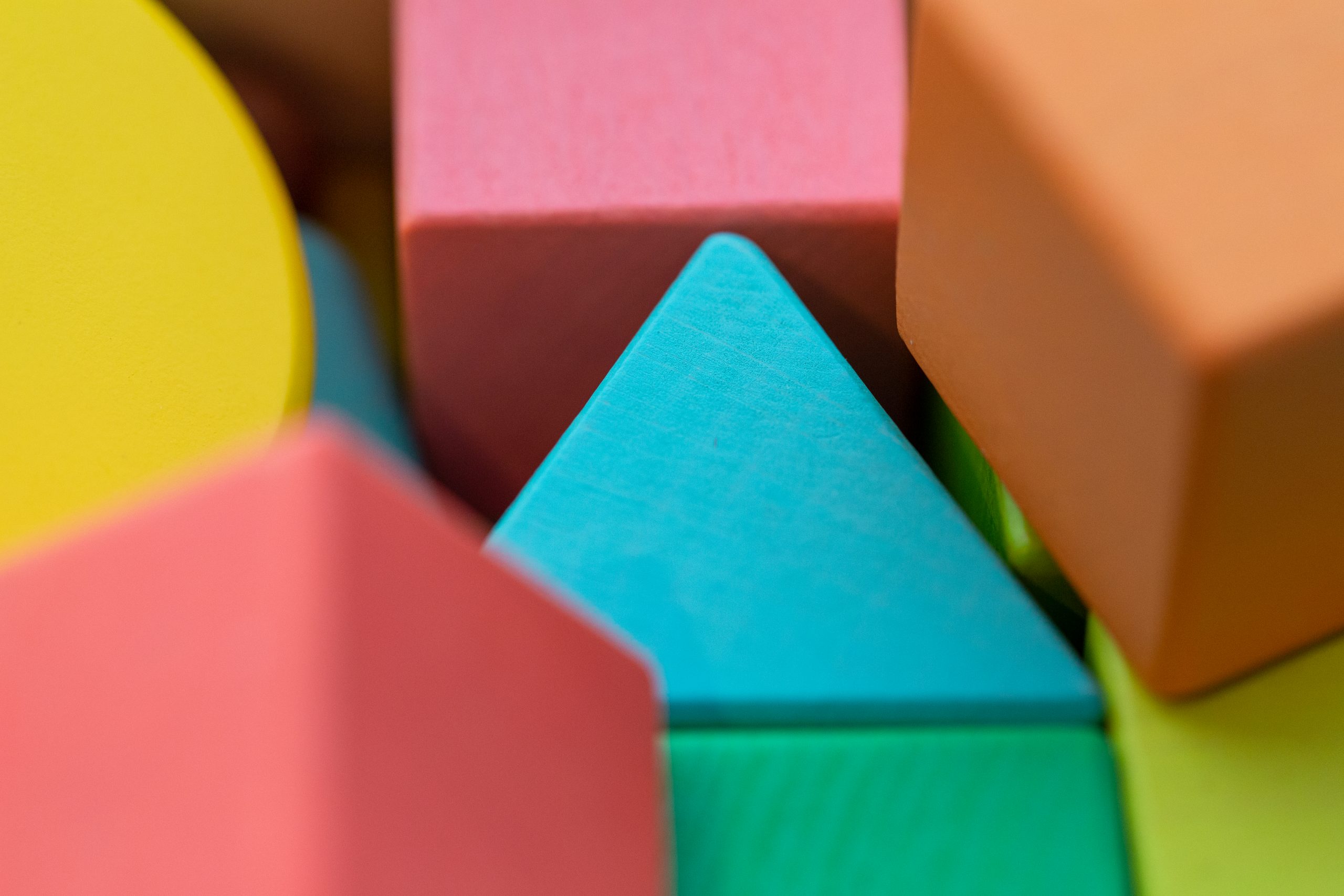different shape elements of colored building blocks